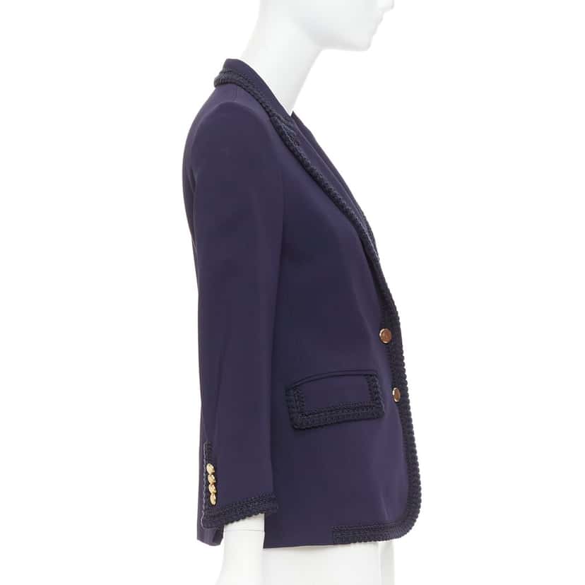 Gucci PASSIMENTARIE TRIM CADY Blazer Navy Viscose Very good condition - Box View