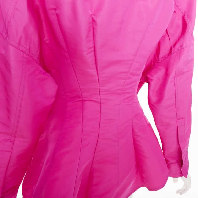 VALENTINO GARAVANI Silk-moire mini shirt dress Pink Silk Very good condition - Back View