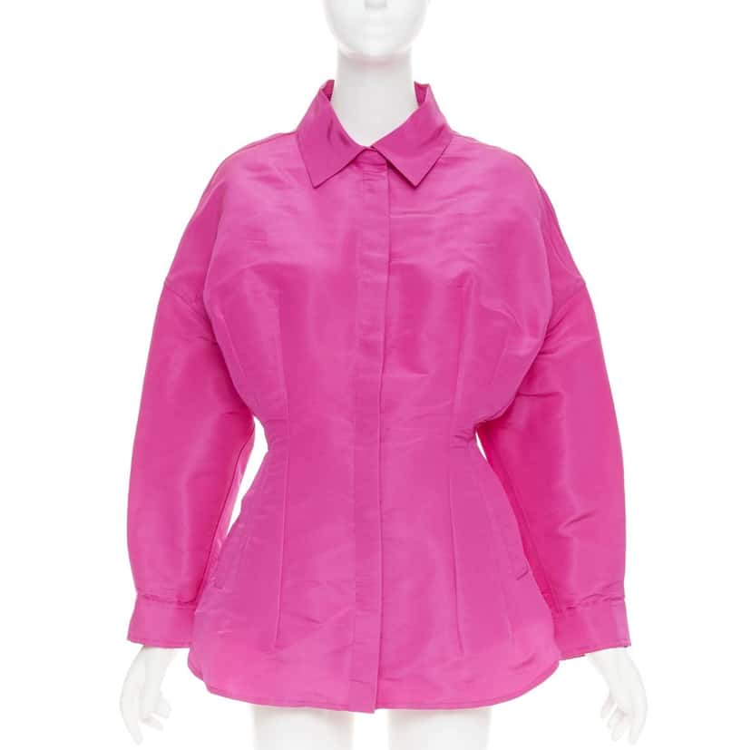 VALENTINO GARAVANI Silk-moire mini shirt dress Pink Silk Very good condition - Model View