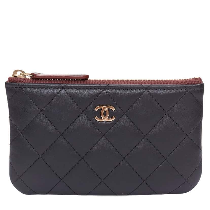 Chanel CLASSIC SMALL ZIPPED POUCH Black Leather Very good condition - Front View
