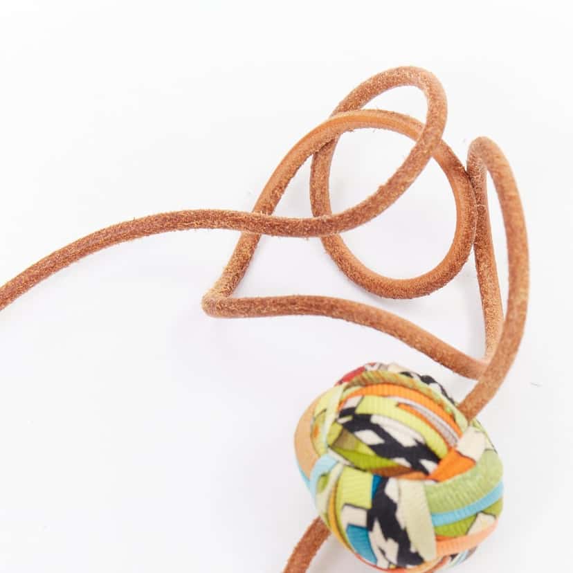 Hermes Charm de balsa pompom Brown Silk Very good condition - Inside View