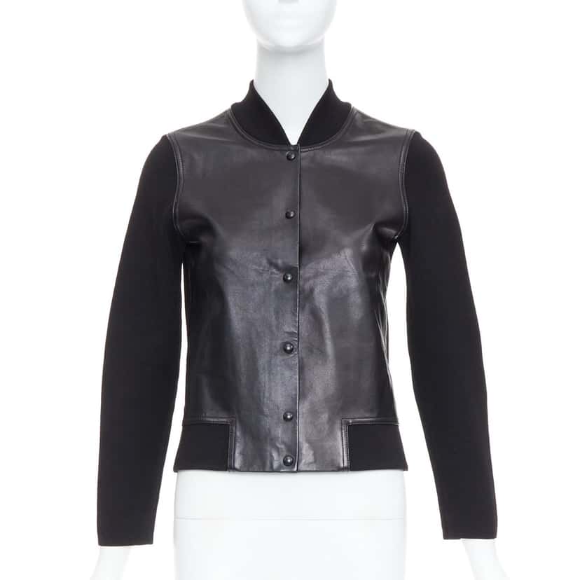 Alexander Wang Black Wool Leather Bomber Black Leather Very good condition - Front View
