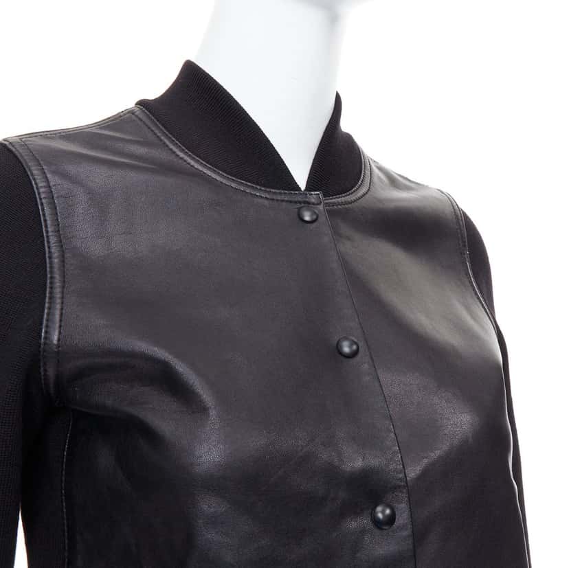 Alexander Wang Black Wool Leather Bomber Black Leather Very good condition - Back View