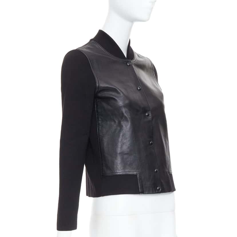 Alexander Wang Black Wool Leather Bomber Black Leather Very good condition - Model View