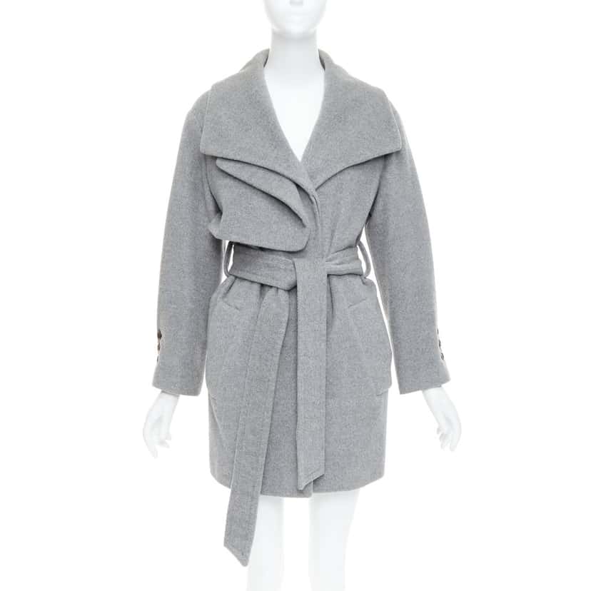 Hanii Y Grey Oversized Belted Coat Grey Wool Never worn - Front View