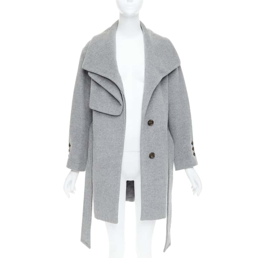 Hanii Y Grey Oversized Belted Coat Grey Wool Never worn - Inside View