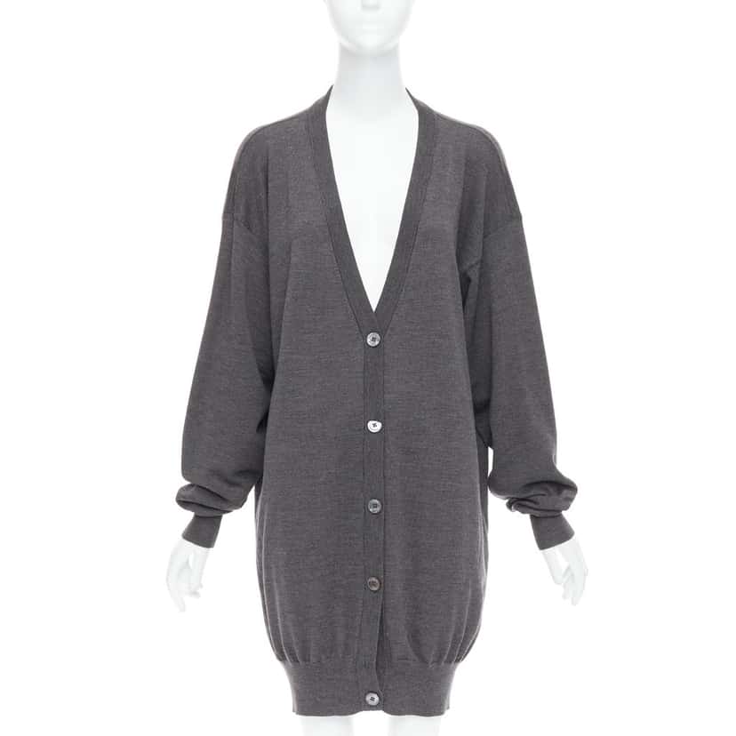 MAISON MARTIN MARGIELA Oversized Long Cardigan Grey Wool Fair condition - Front View