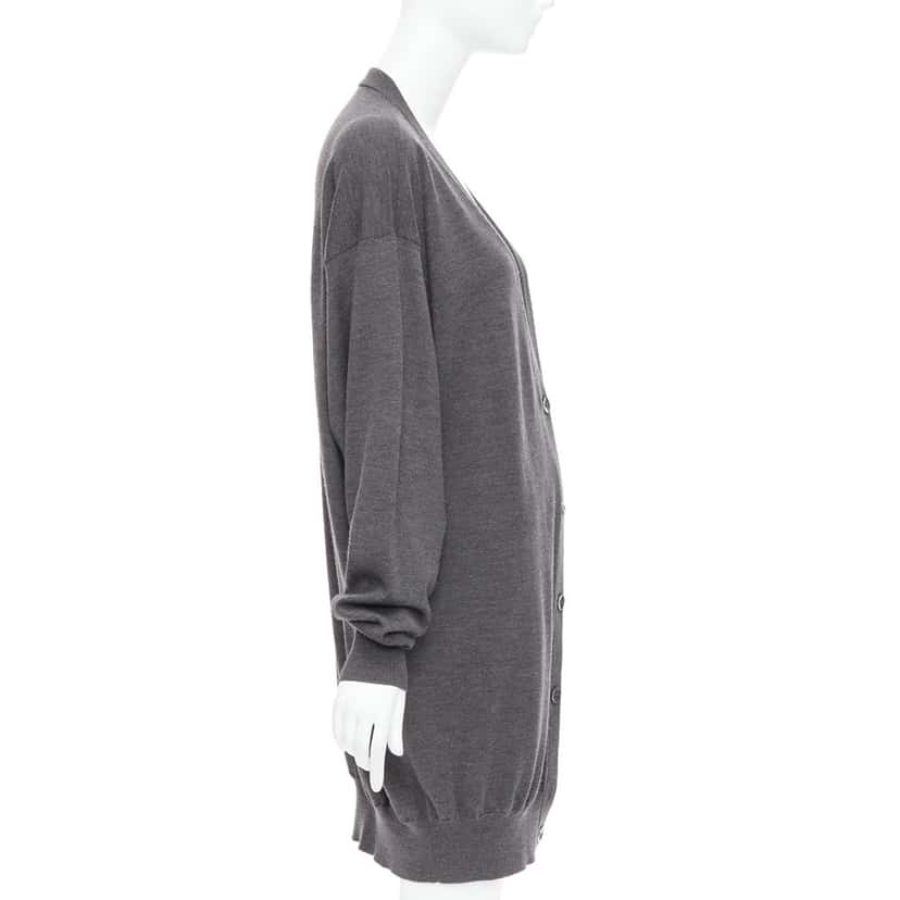 MAISON MARTIN MARGIELA Oversized Long Cardigan Grey Wool Fair condition - Model View