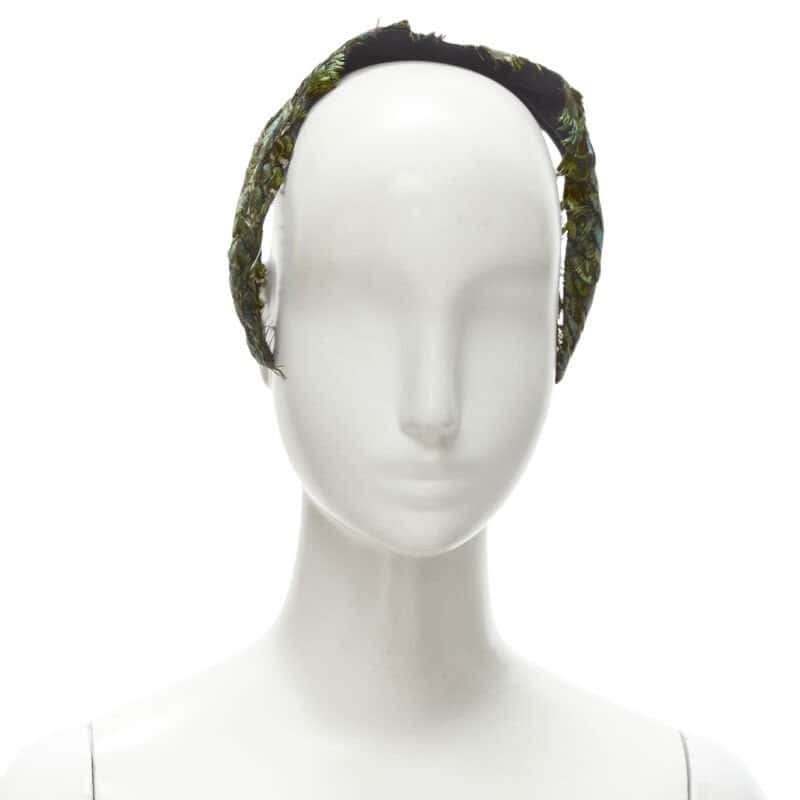 NON SIGNE / UNSIGNED Feather Sequin Band Green Never worn - Front View