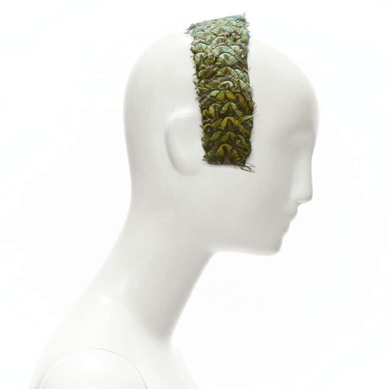 NON SIGNE / UNSIGNED Feather Sequin Band Green Never worn - Inside View