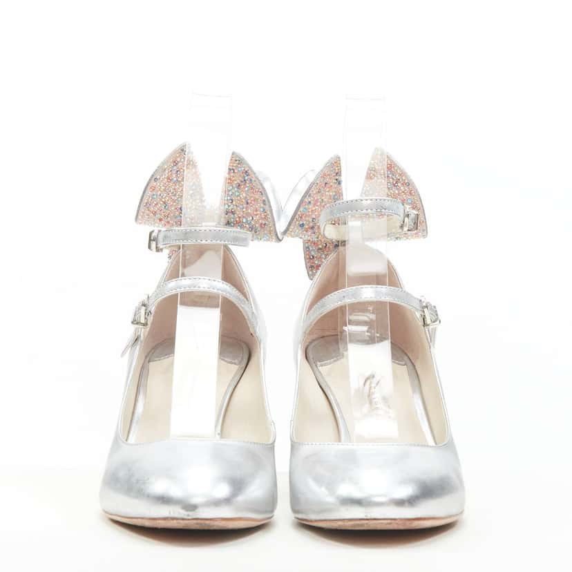 Sophia Webster Silver Butterfly Heels Silver Leather Fair condition - Model View