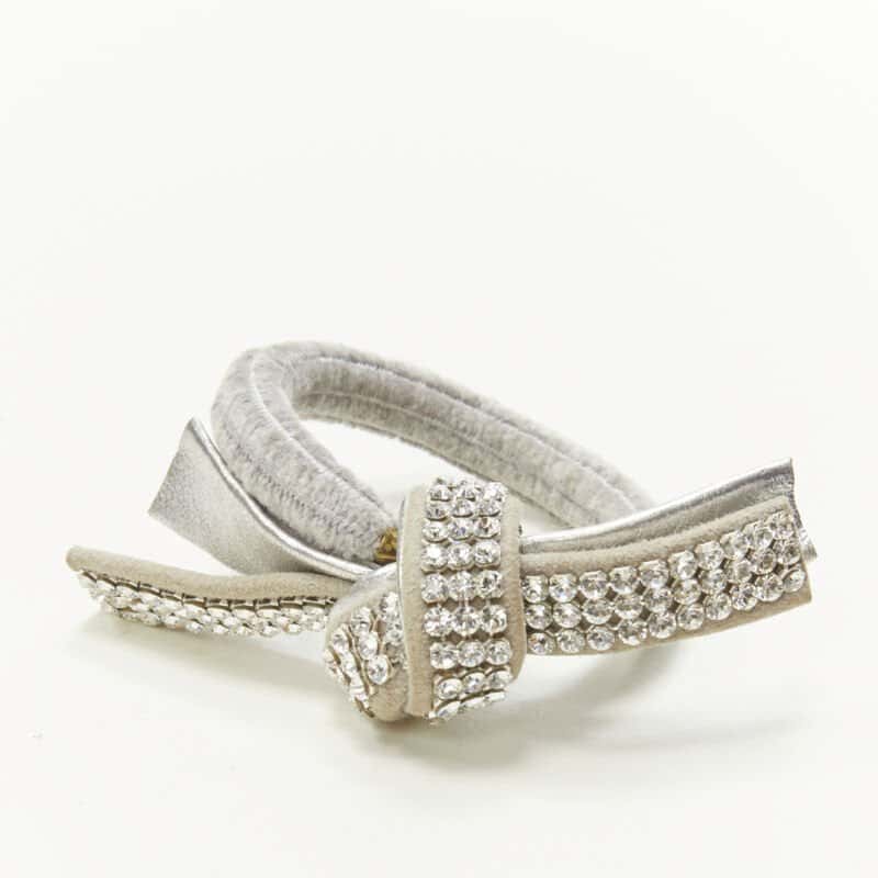 NON SIGNE / UNSIGNED Silver Tassel Hair Tie Black Never worn - Inside View