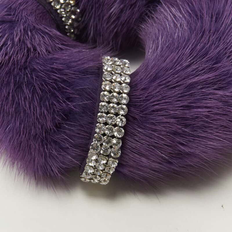 NON SIGNE / UNSIGNED Fur Crystal Scrunchie Purple Fur Never worn - Back View