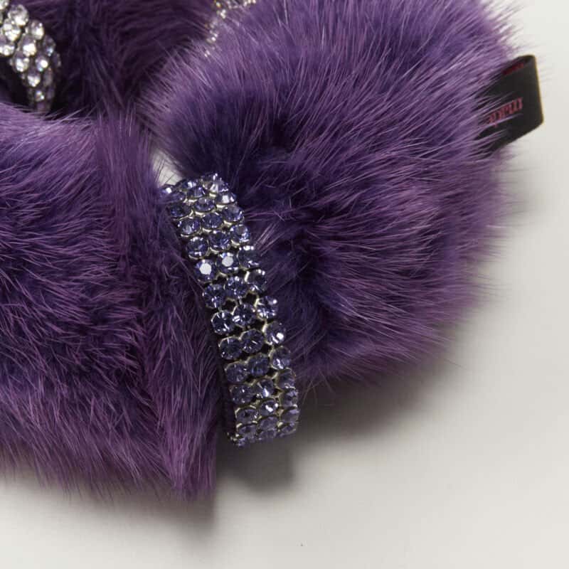 NON SIGNE / UNSIGNED Fur Crystal Scrunchie Purple Fur Never worn - Inside View