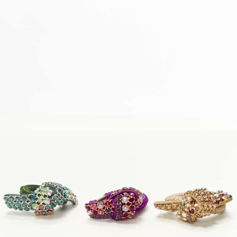 NON SIGNE / UNSIGNED Rhinestone Knot Tie MultiColor Suede Never worn - Front View