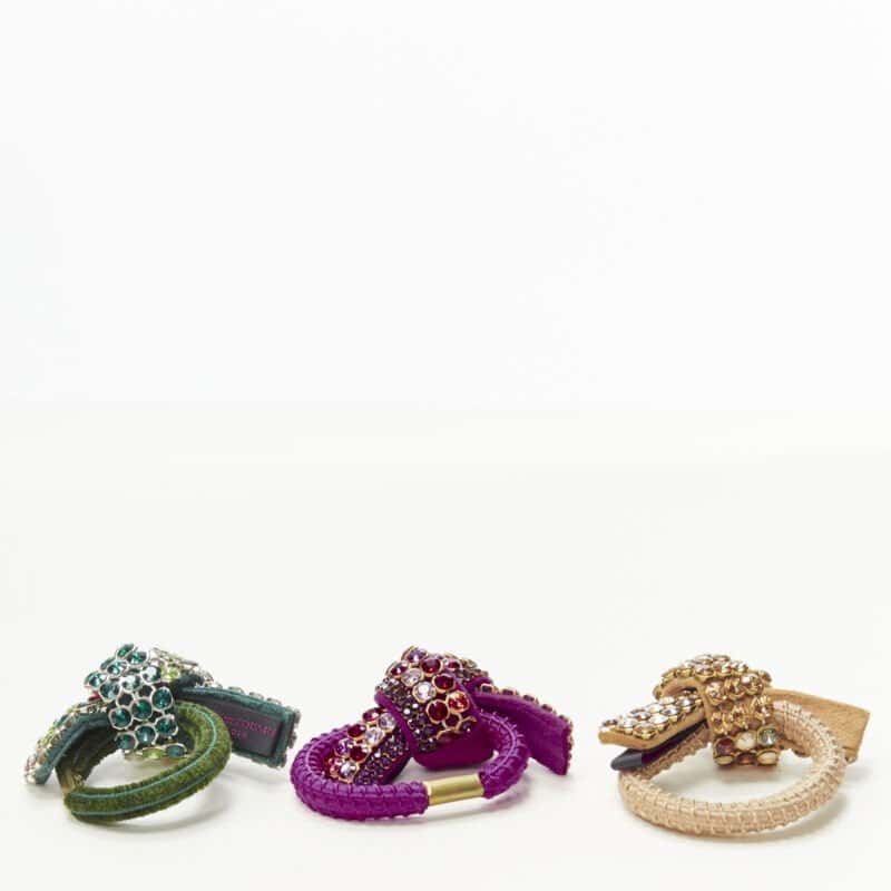 NON SIGNE / UNSIGNED Rhinestone Knot Tie MultiColor Suede Never worn - Back View