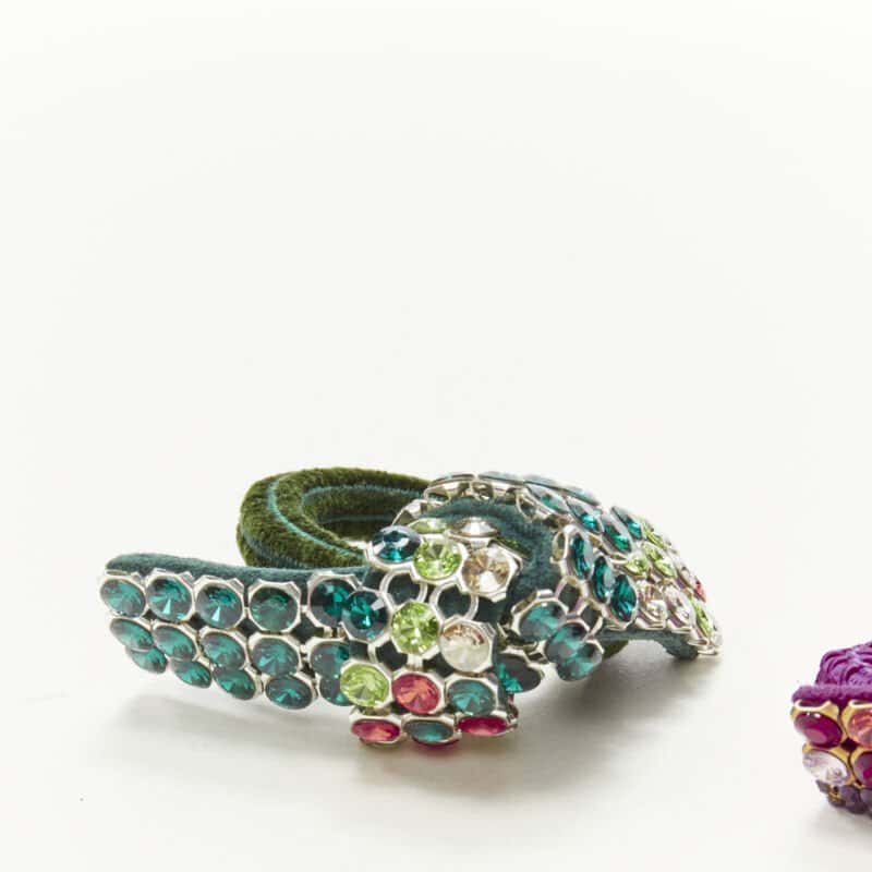 NON SIGNE / UNSIGNED Rhinestone Knot Tie MultiColor Suede Never worn - Inside View