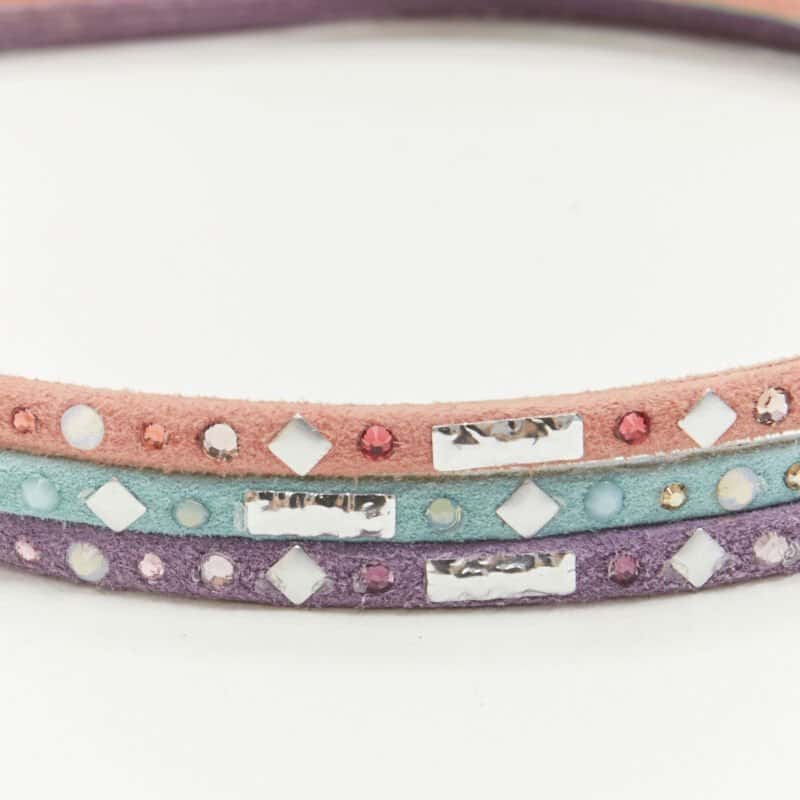 NON SIGNE / UNSIGNED Suede Crystal Band Red Suede Never worn - Back View