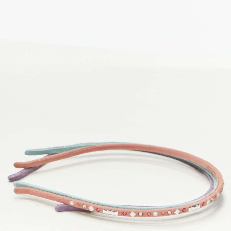 NON SIGNE / UNSIGNED Suede Crystal Band Red Suede Never worn - Model View