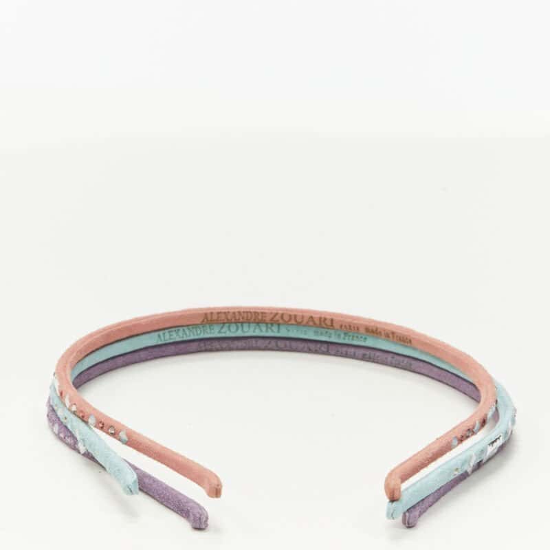 NON SIGNE / UNSIGNED Suede Crystal Band Red Suede Never worn - Box View