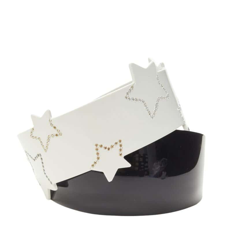 NON SIGNE / UNSIGNED Star Acrylic Headband White Plastic Never worn - Front View