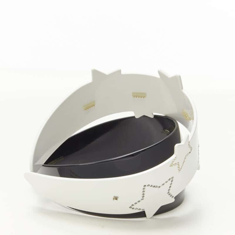 NON SIGNE / UNSIGNED Star Acrylic Headband White Plastic Never worn - Model View