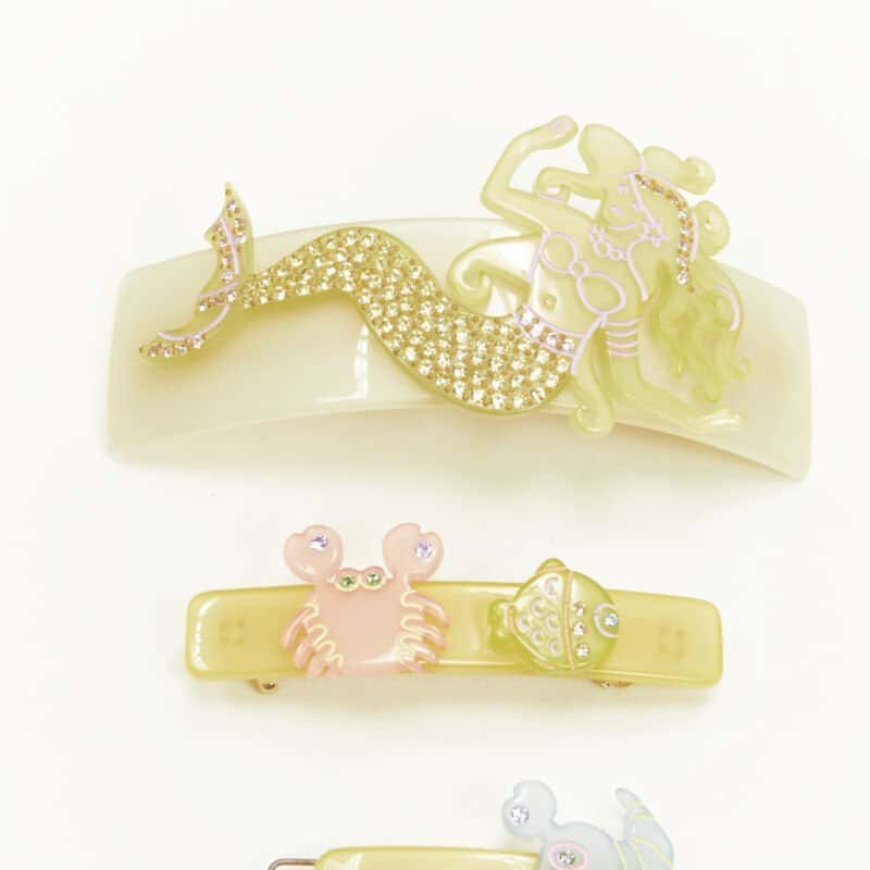 NON SIGNE / UNSIGNED Mermaid Hair Clips Yellow Plastic Very good condition - Inside View