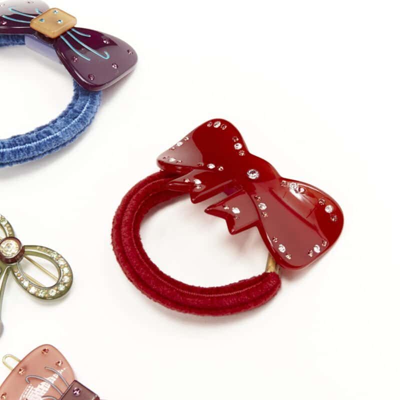 NON SIGNE / UNSIGNED Ribbon Hair Clips MultiColor Plastic Never worn - Back View