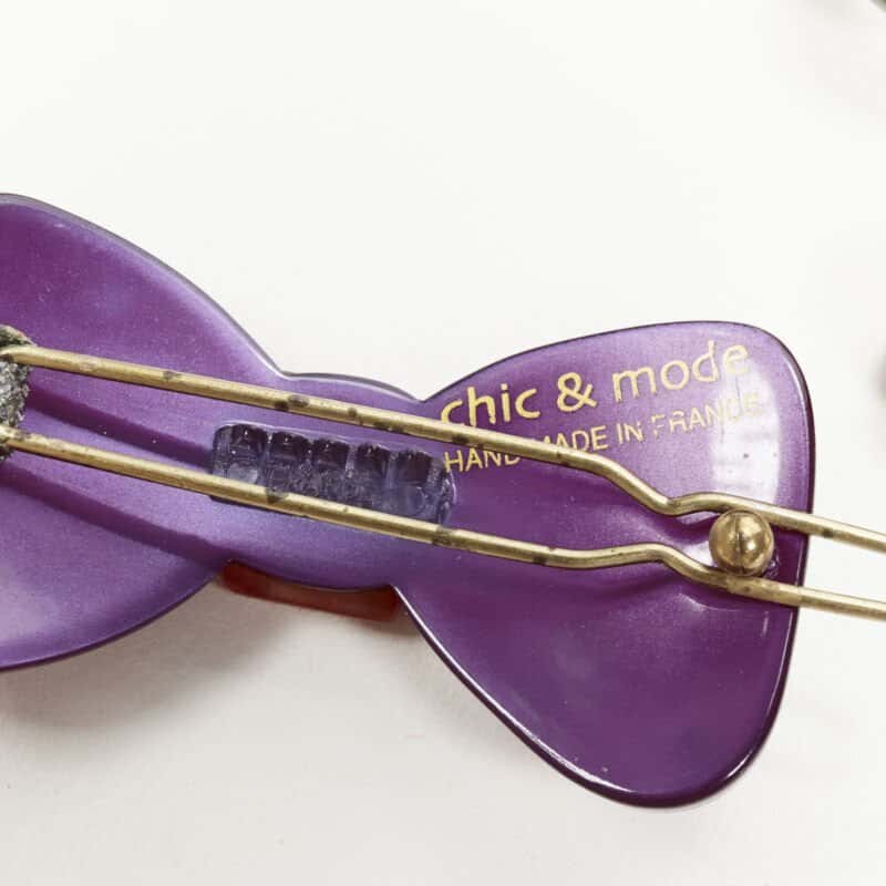 NON SIGNE / UNSIGNED Ribbon Hair Clips MultiColor Plastic Never worn - Box View