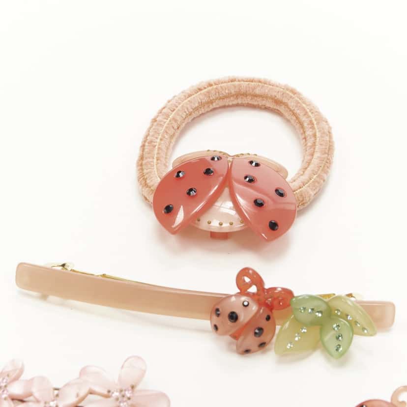 NON SIGNE / UNSIGNED Beetle Hair Clips Pink Plastic Very good condition - Back View