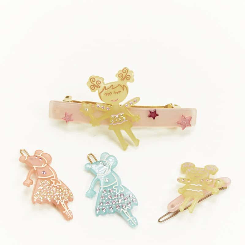 NON SIGNE / UNSIGNED Fairy Hair Clips MultiColor Plastic Very good condition - Front View