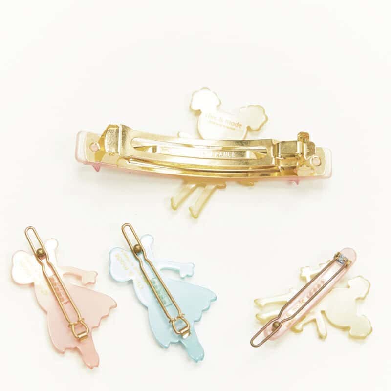 NON SIGNE / UNSIGNED Fairy Hair Clips MultiColor Plastic Very good condition - Back View