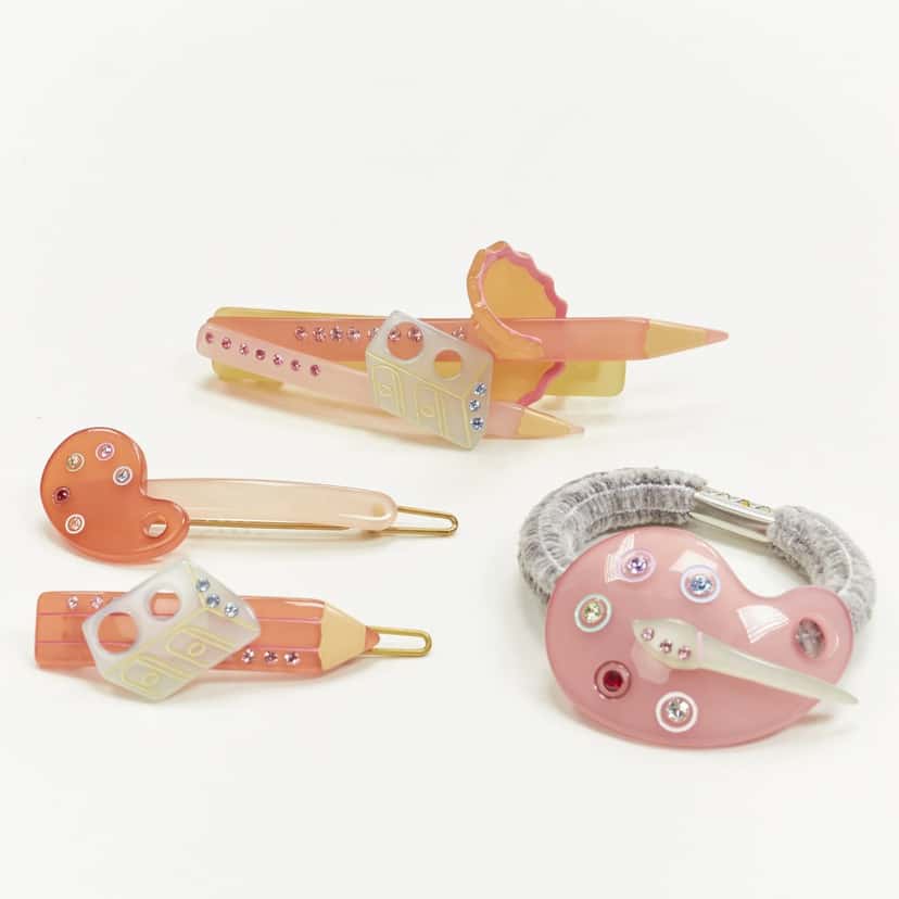 NON SIGNE / UNSIGNED Brush Hair Clips MultiColor Plastic Very good condition - Front View