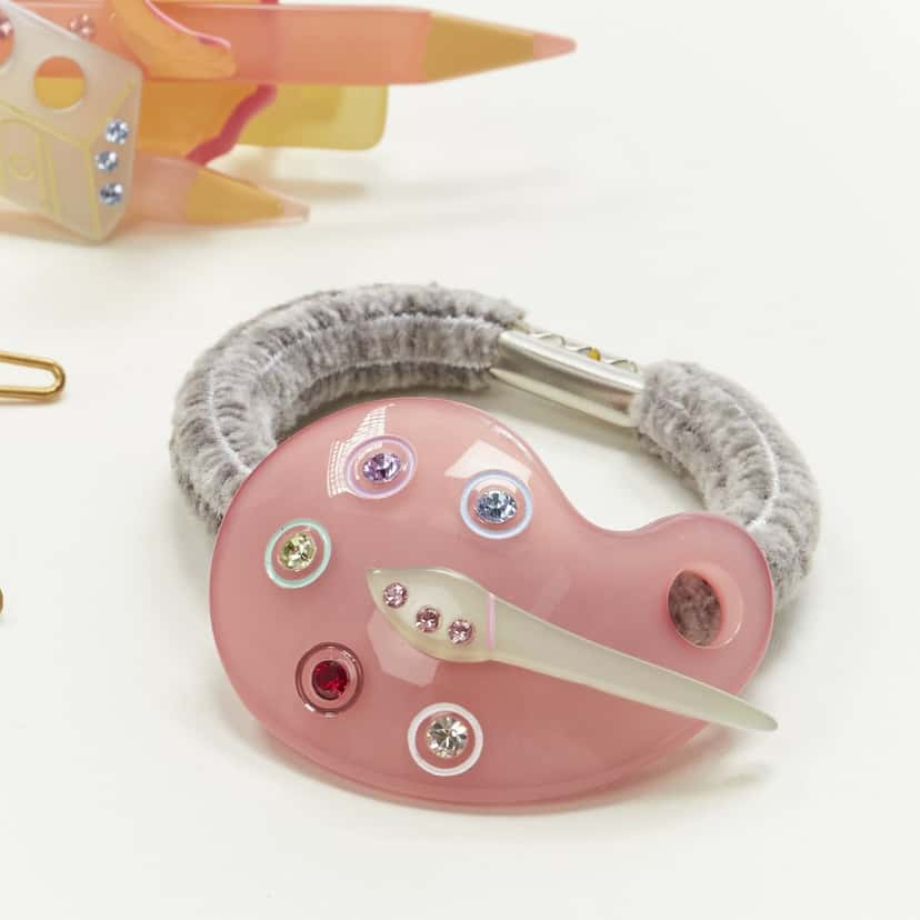 NON SIGNE / UNSIGNED Brush Hair Clips MultiColor Plastic Very good condition - Back View