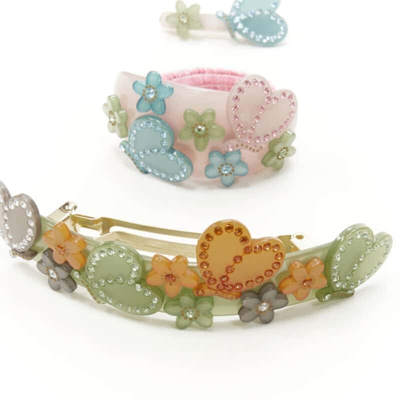 NON SIGNE / UNSIGNED Floral Hair Clips Red Plastic Very good condition - Model View