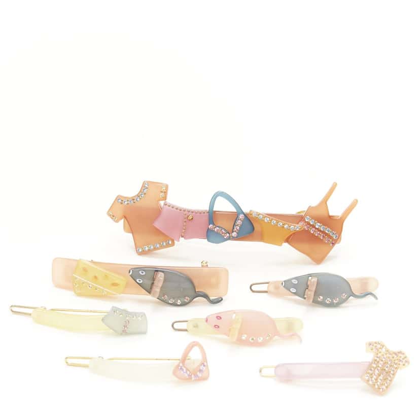 NON SIGNE / UNSIGNED Pastel Acrylic Clips MultiColor Plastic Very good condition - Front View