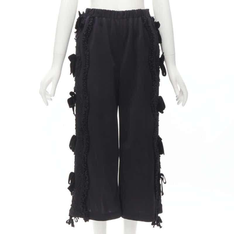 Comme Des Garcons Ruffle Velvet Pants Black Viscose Very good condition - Back View