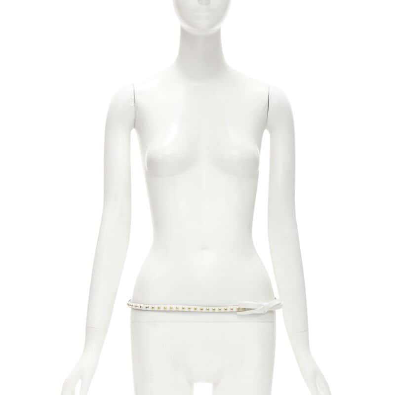 Prada Embossed Leather Wide Belt White Leather Very good condition - Front View
