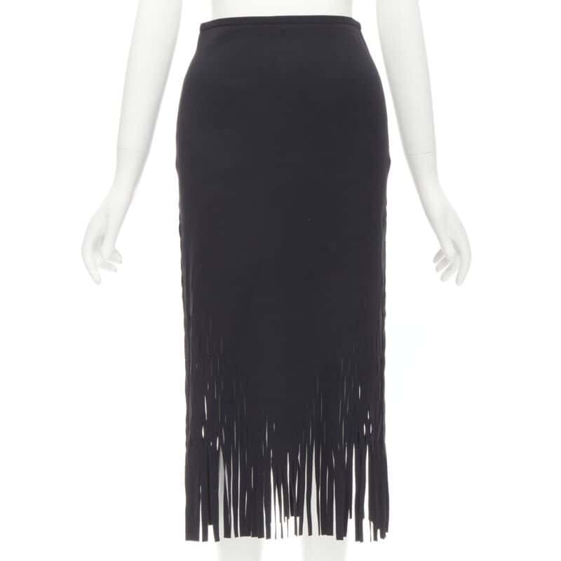Dion Lee Perforated Fringe Skirt Black Polyester Very good condition - Front View