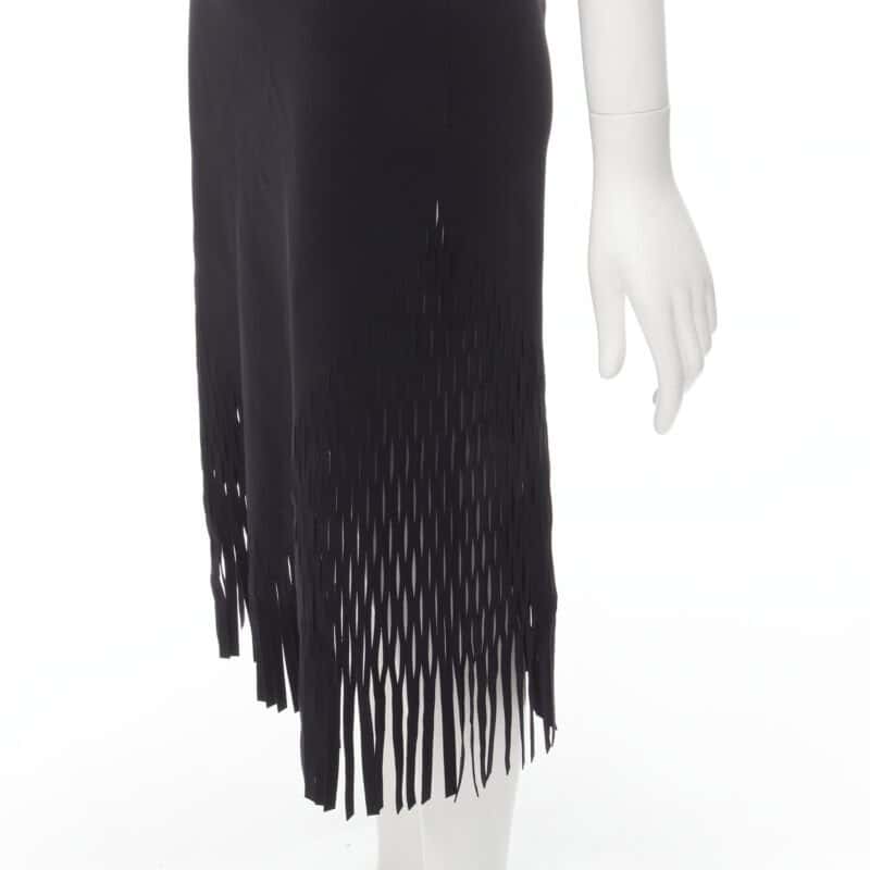 Dion Lee Perforated Fringe Skirt Black Polyester Very good condition - Back View
