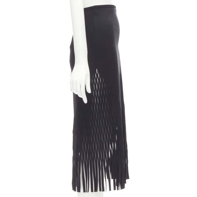 Dion Lee Perforated Fringe Skirt Black Polyester Very good condition - Model View