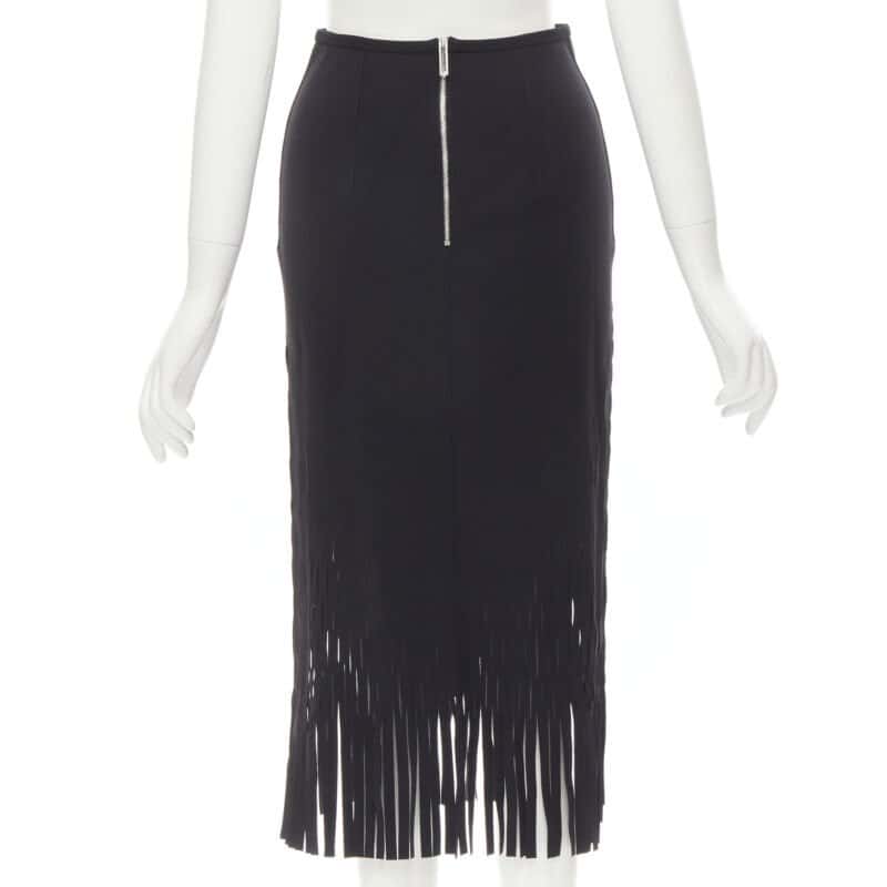 Dion Lee Perforated Fringe Skirt Black Polyester Very good condition - Box View