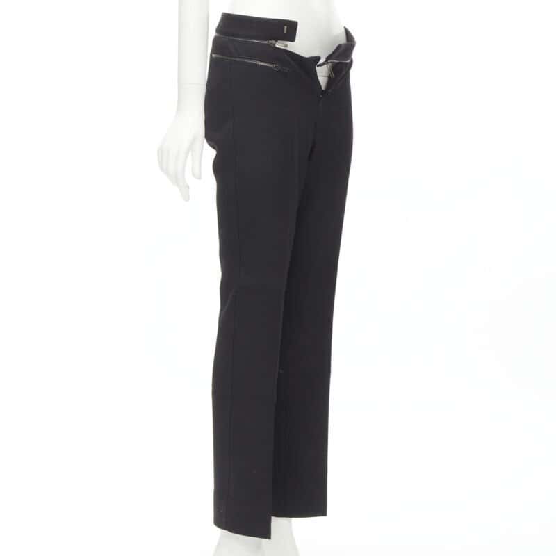 Gucci Silver Trim Trousers Black Wool Never worn - Inside View