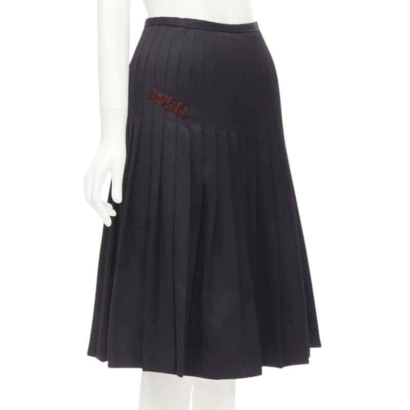 Dsquared2 Angel Pleated Skirt Black Wool Never worn - Front View