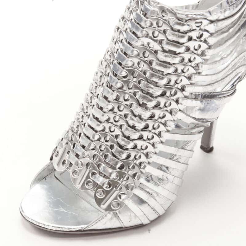 Givenchy Silver Disc Booties Silver Leather Good condition - Back View