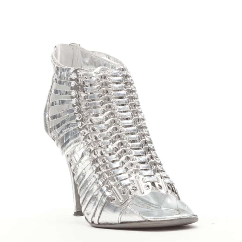 Givenchy Silver Disc Booties Silver Leather Good condition - Inside View