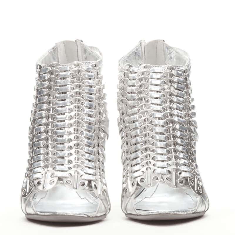Givenchy Silver Disc Booties Silver Leather Good condition - Model View