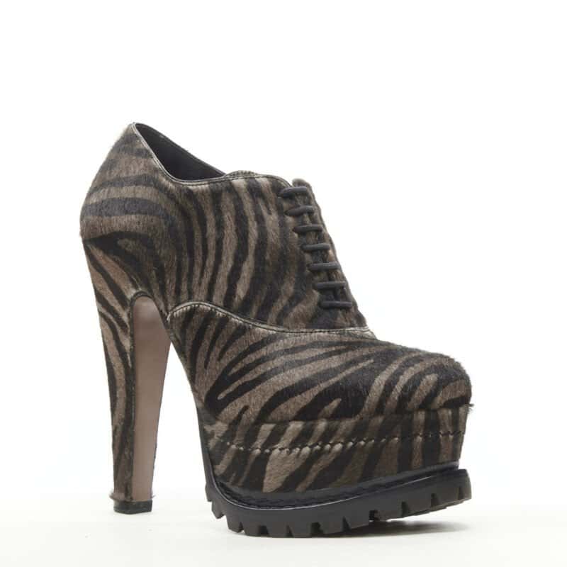 Alaia Zebra Stripe Sole Bootie Brown Leather Never worn - Back View