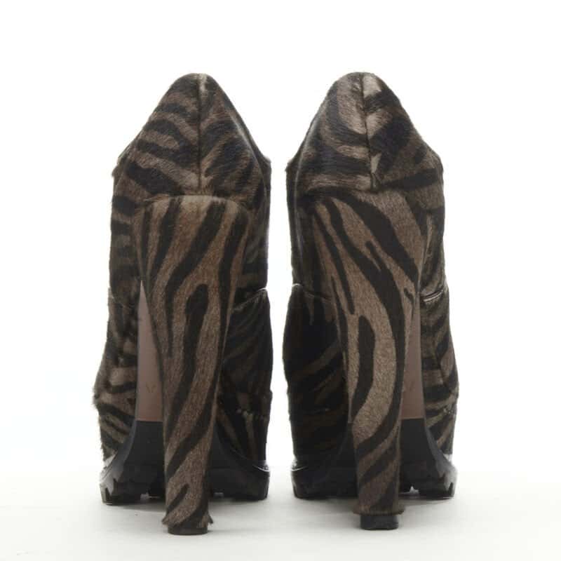 Alaia Zebra Stripe Sole Bootie Brown Leather Never worn - Box View