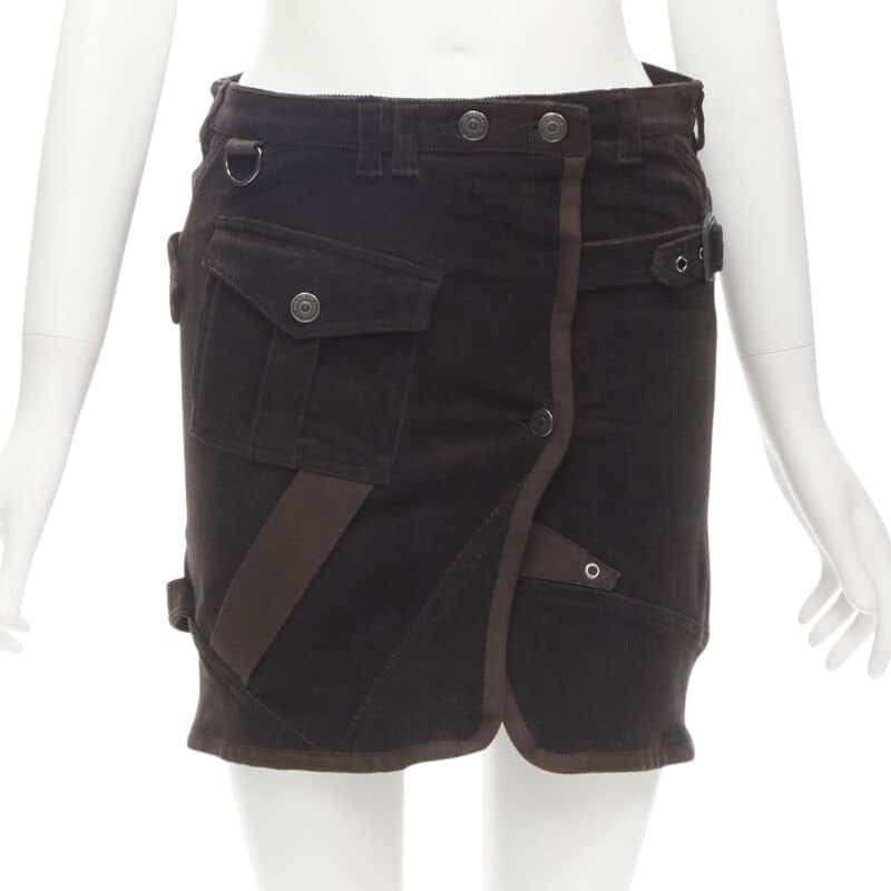 Burberry Corduroy Trench Skirt Brown Polyester Never worn - Front View